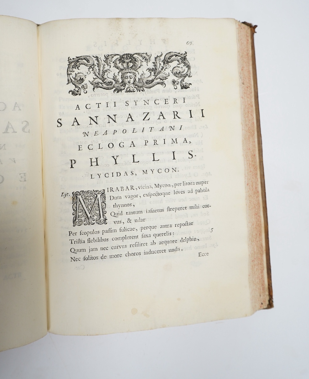 Sannazaro, Iacobi - Poemata, Ex antiquis Editionibus accuratessime descripta. Accessit ejusdem Vita, Jo. Antonio Vulpio Auctore, item Gabrielis Altilli, et Honorati Fascitelli Carmina nonnulla, 2 parts in one, with portr